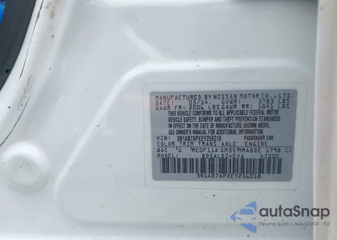 2014 Nissan Sentra Fe+ S/Fe+ Sv/S/Sl/Sr/Sv from USA, damaged, VIN 3N1AB7APXEY256018